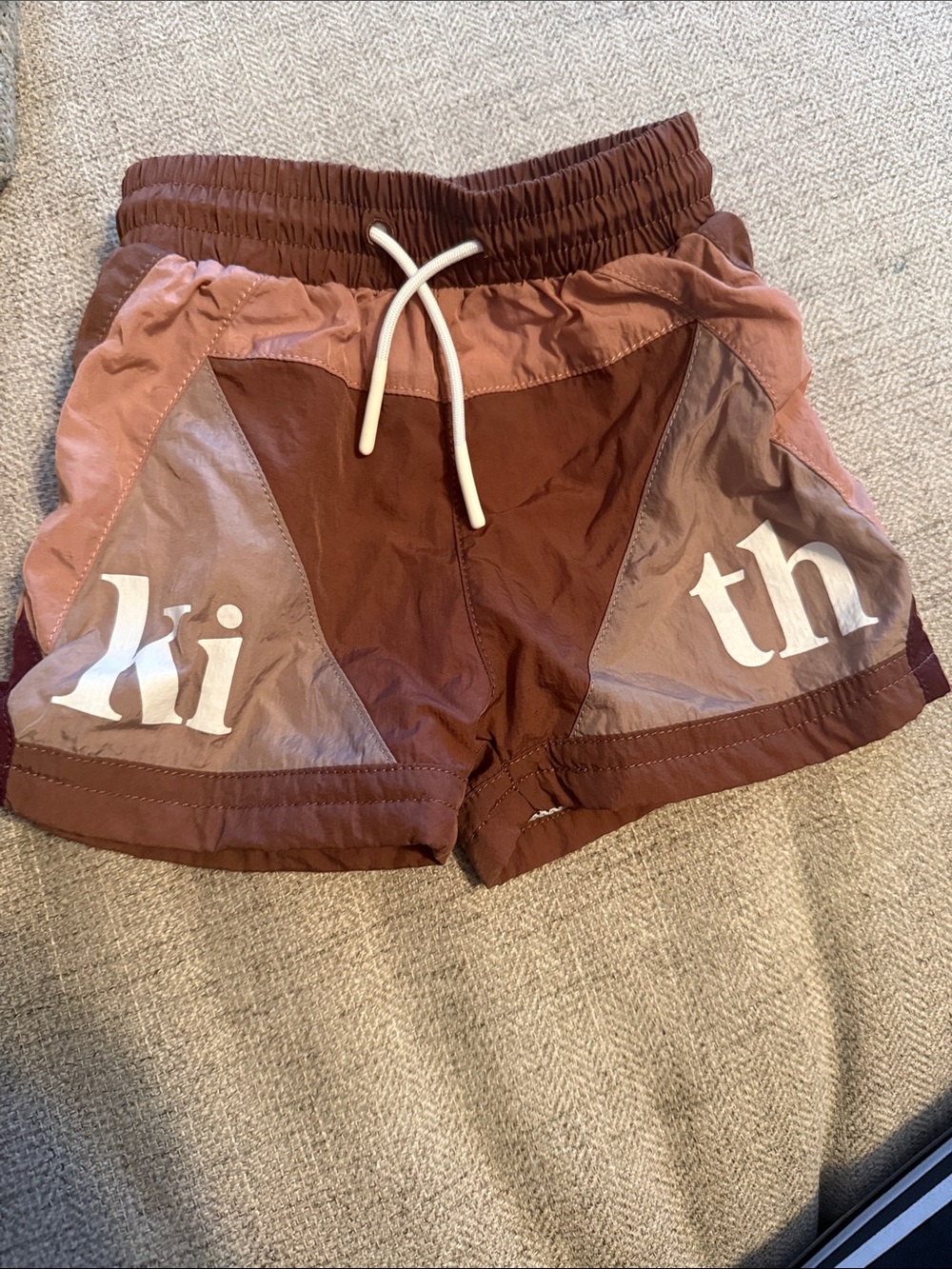 Kith Brown and Dusty Rose Colorblock Kids Shorts